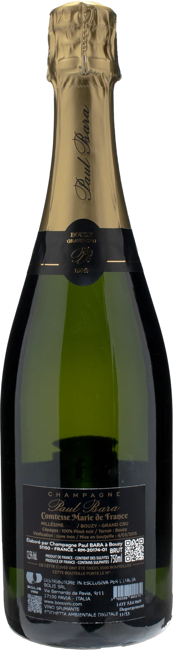 Paul Bara Champagne Grand Cru Comtesse Marie de France Brut 2014