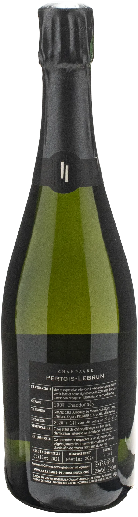 Pertois Lebrun Champagne Grand Cru Blanc De Blancs L'Extravertie Extra Brut