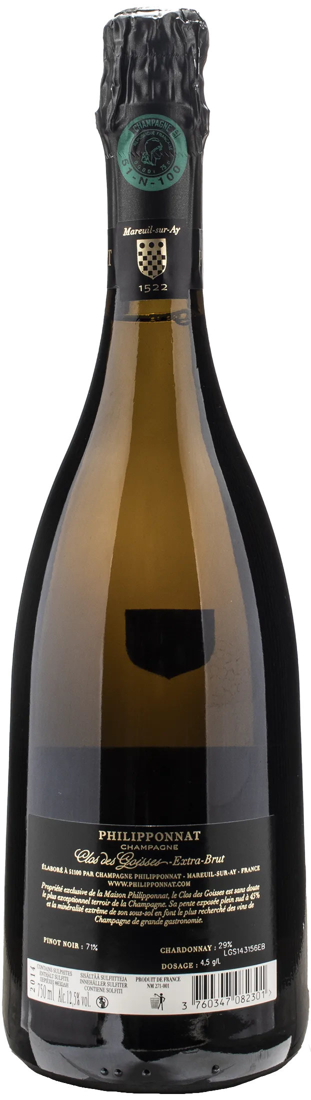 Philipponnat Champagne Clos Goisses Extra Brut 2014