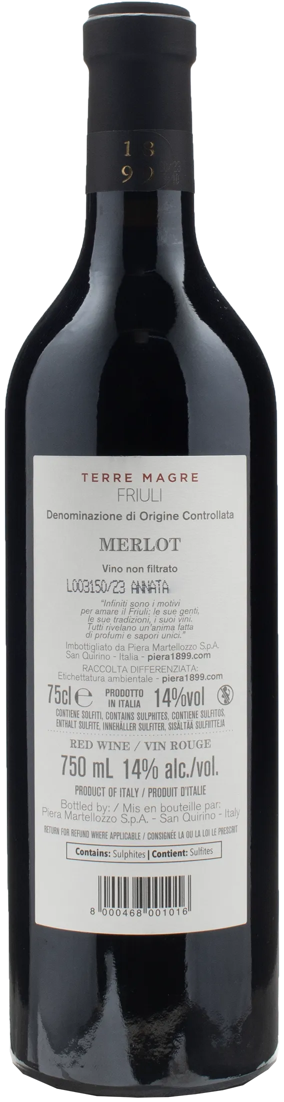 Piera 1899 Friuli Merlot Terre Magre 2022