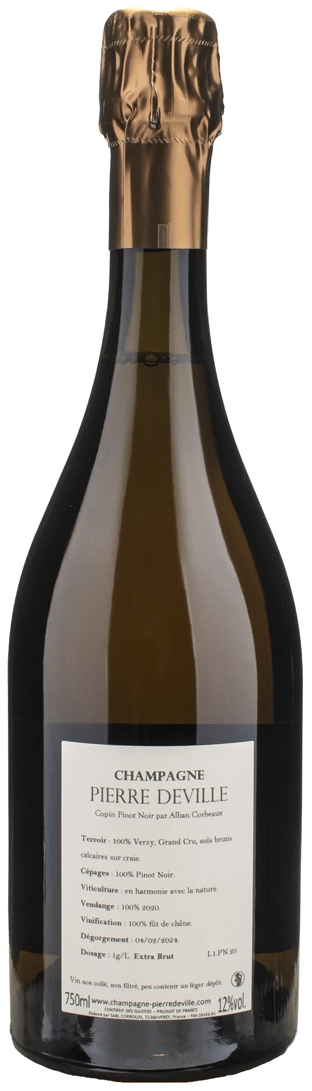 Pierre Deville Champagne Copin Pinot Noir Grand Cru Extra Brut 2020