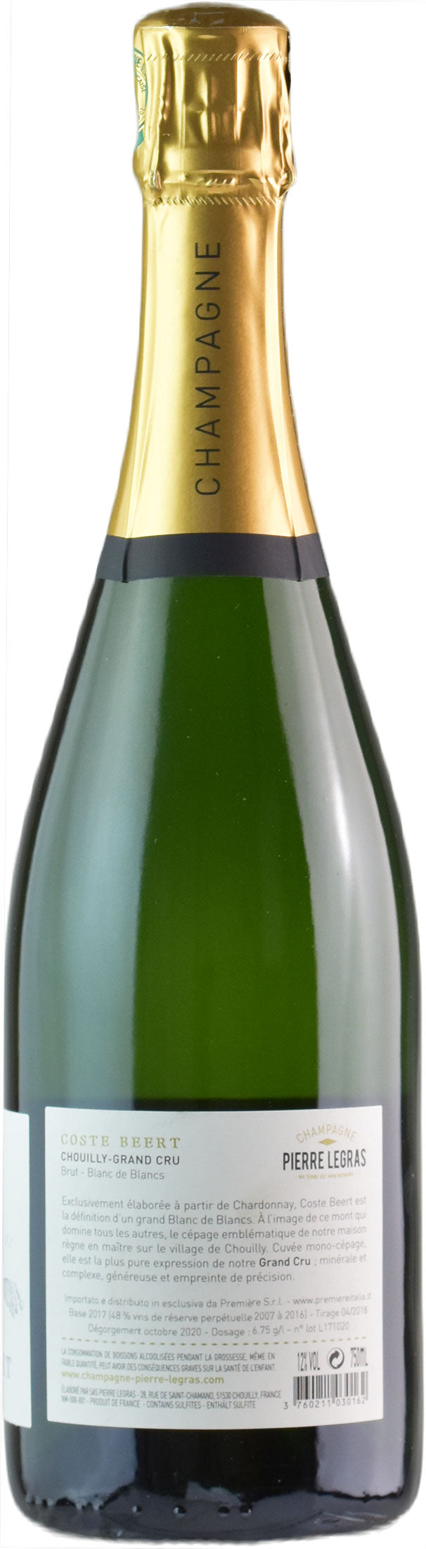 Pierre Legras Champagne Grand Cru Blanc de Blancs Coste Beert Brut