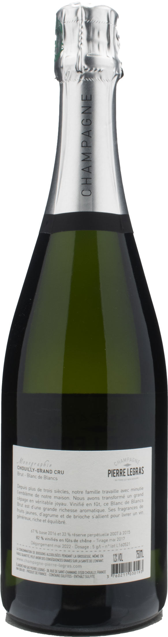 Pierre Legras Champagne Grand Cru Blanc de Blancs Monographie Brut