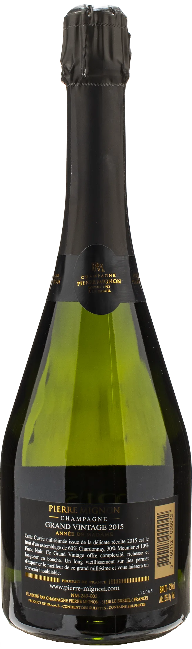 Pierre Mignon Champagne Annee de Madame Grand Vintage Brut 2015
