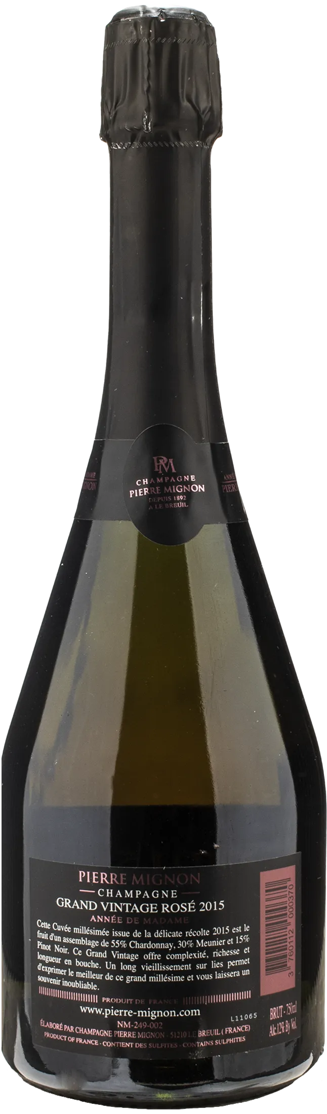 Pierre Mignon Champagne Annee de Madame Grand Vintage Brut Rosè 2015