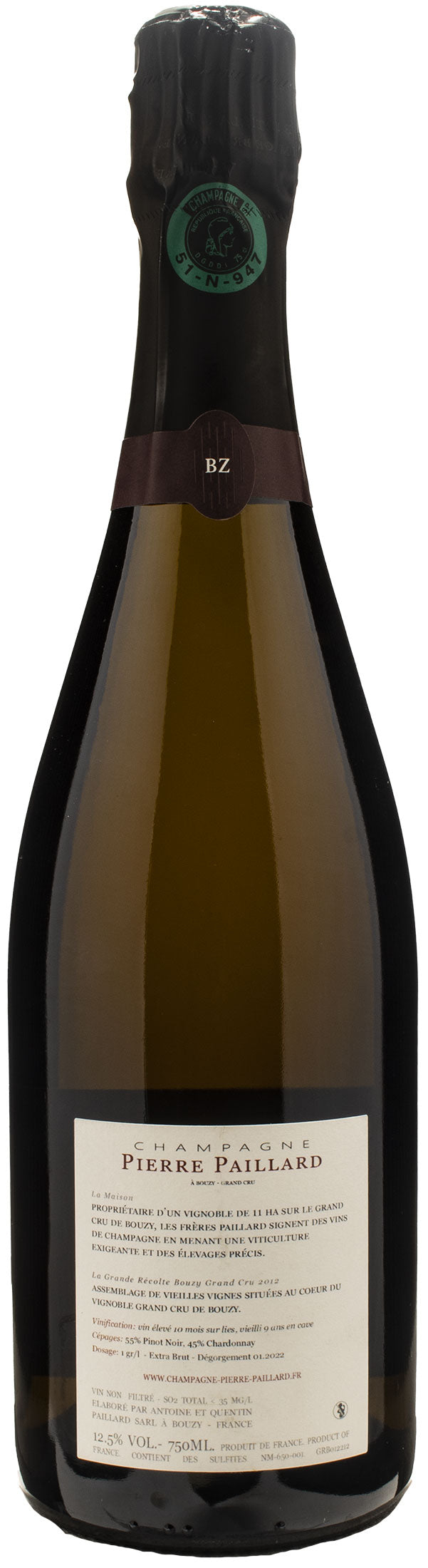 Pierre Paillard Champagne Grand Cru La Grande Recolte Extra Brut 2012