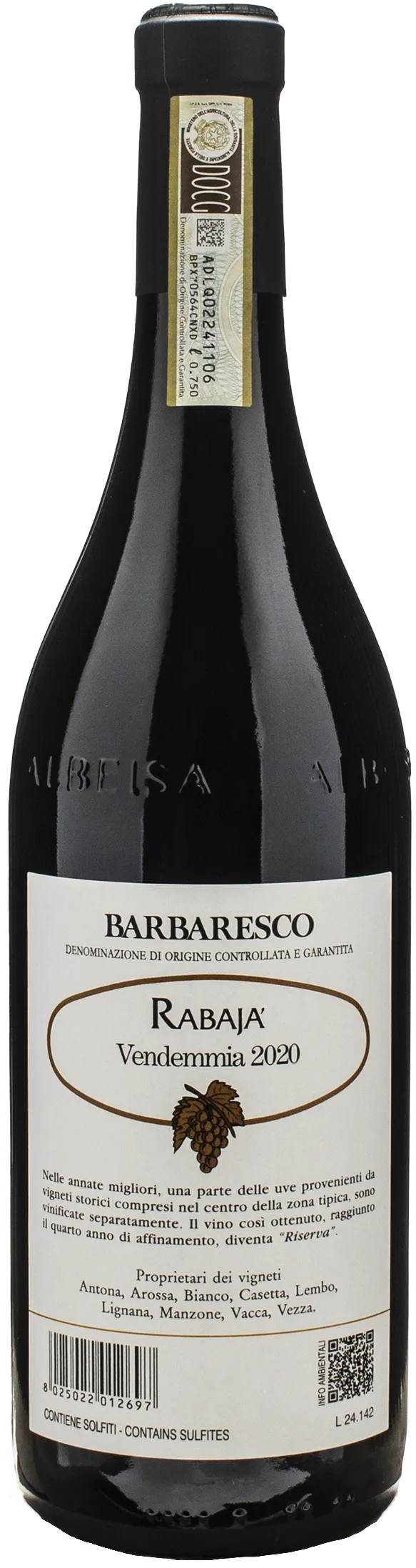 Produttori del Barbaresco Barbaresco Rabaja Riserva 2020