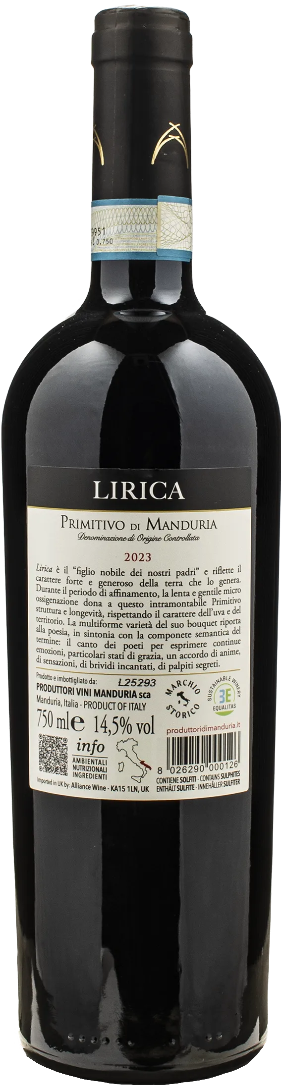 Produttori di Manduria Primitivo di Manduria Lirica 2023