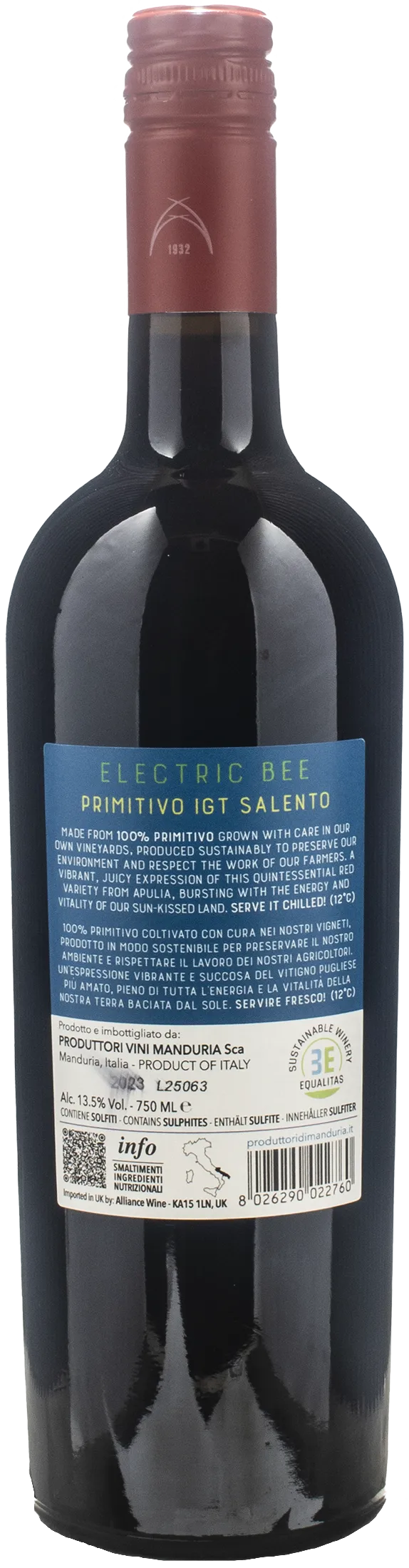 Produttori di Manduria Salento Primitivo Electric Bee 2023