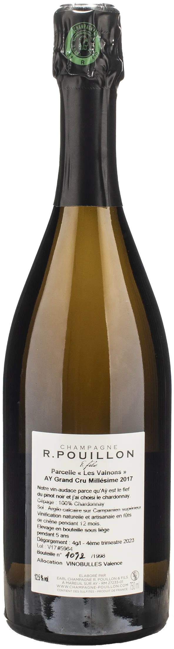 R. Pouillon Champagne Grand Cru Les Valnons Extra Brut 2017