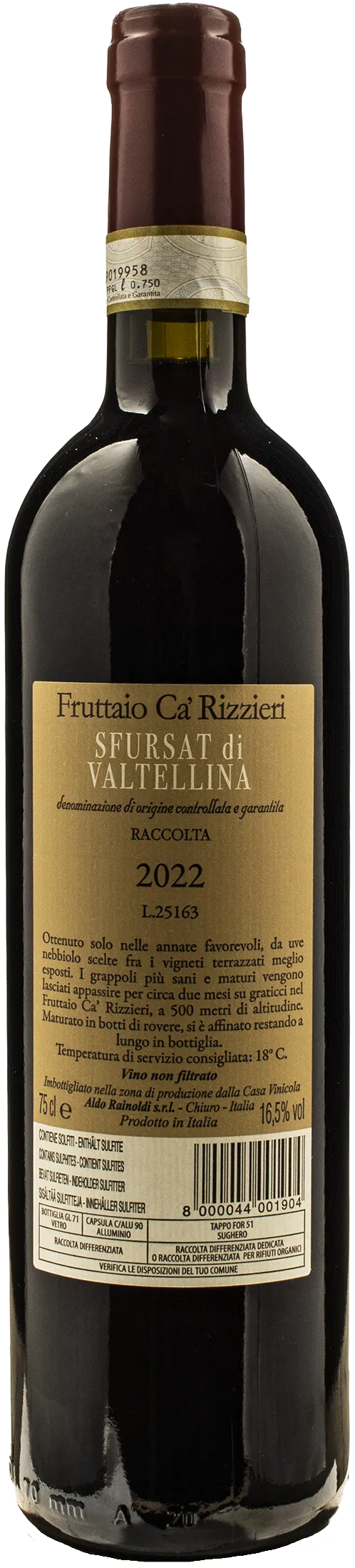 Rainoldi Sfursat di Valtellina Fruttaio Ca Rizzieri 2022