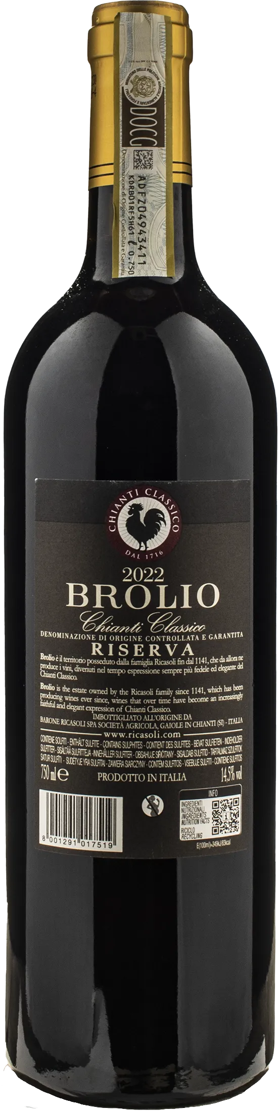 Ricasoli 1141 Chianti Classico Riserva Brolio 2022