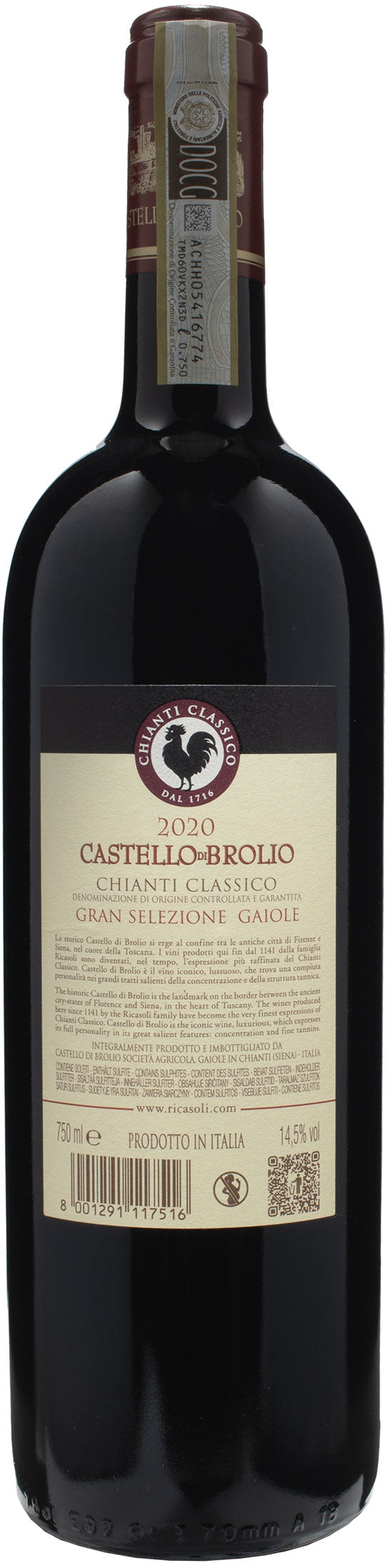 Ricasoli 1141 Chianti Classico Gran Selezione Gaiole Castello di Brolio 2020