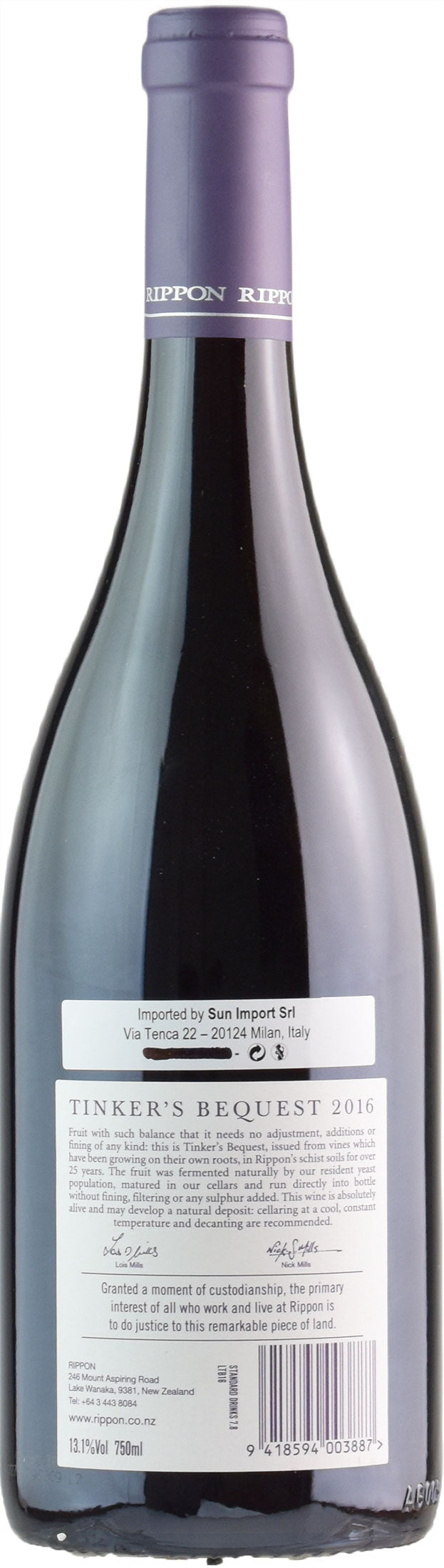 Rippon Tinker's Field Bequest Pinot Noir 2016