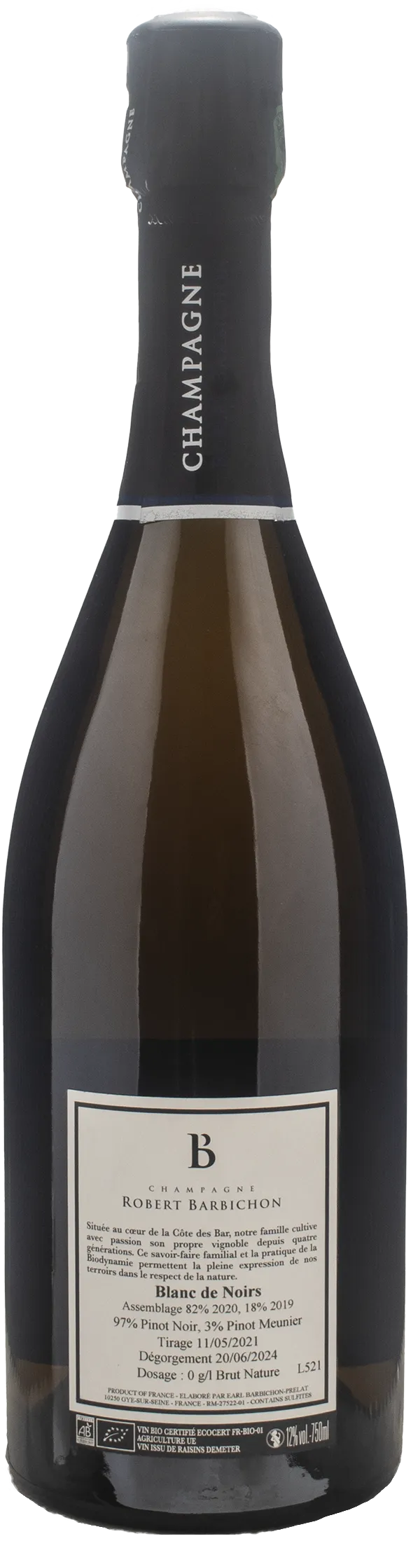 Robert Barbichon Champagne Blanc de Noirs Brut Nature
