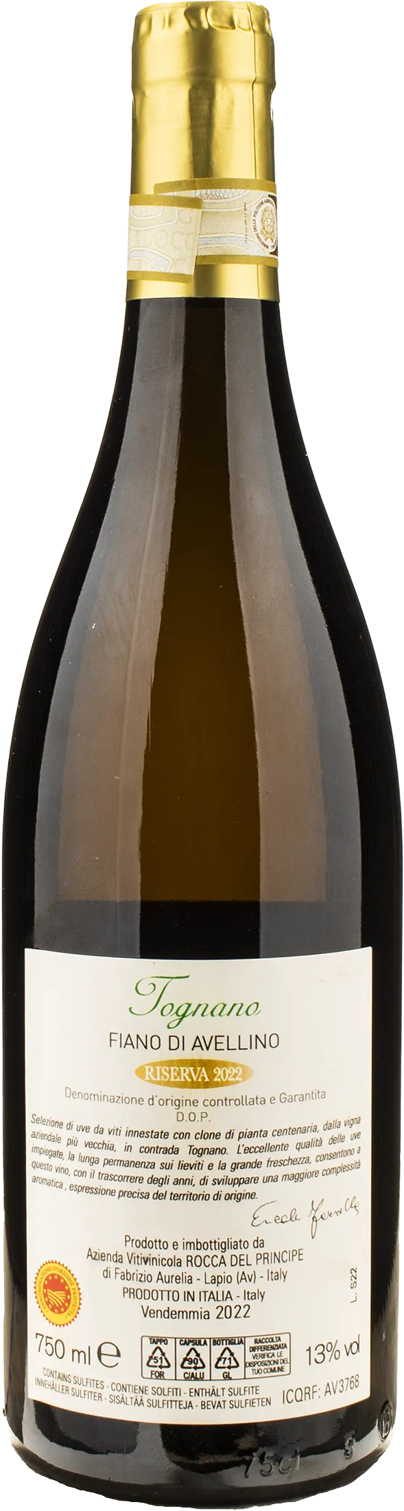 Rocca del Principe Fiano di Avellino Tognano Riserva 2022