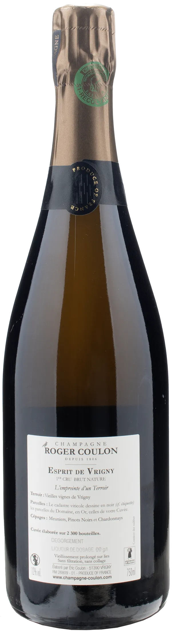 Roger Coulon Champagne 1er Cru Esprit de Vrigny Brut Nature
