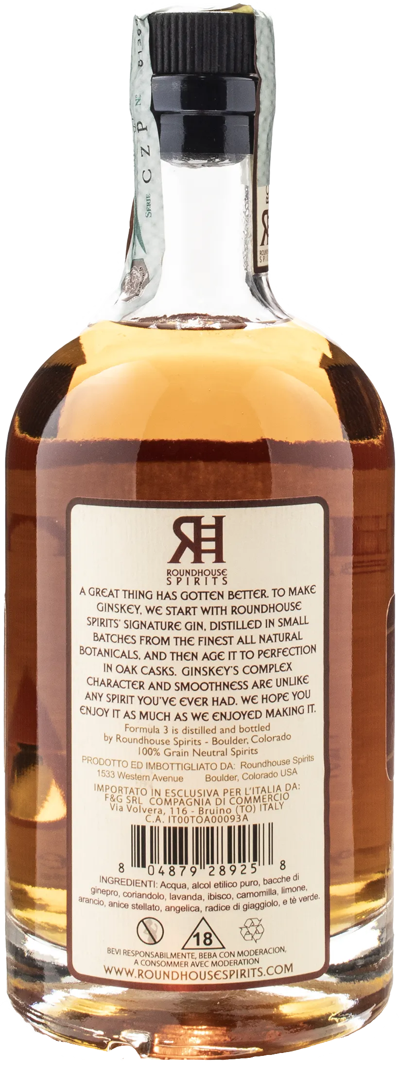 Roundhouse Gin Barrel Aged Ginskey