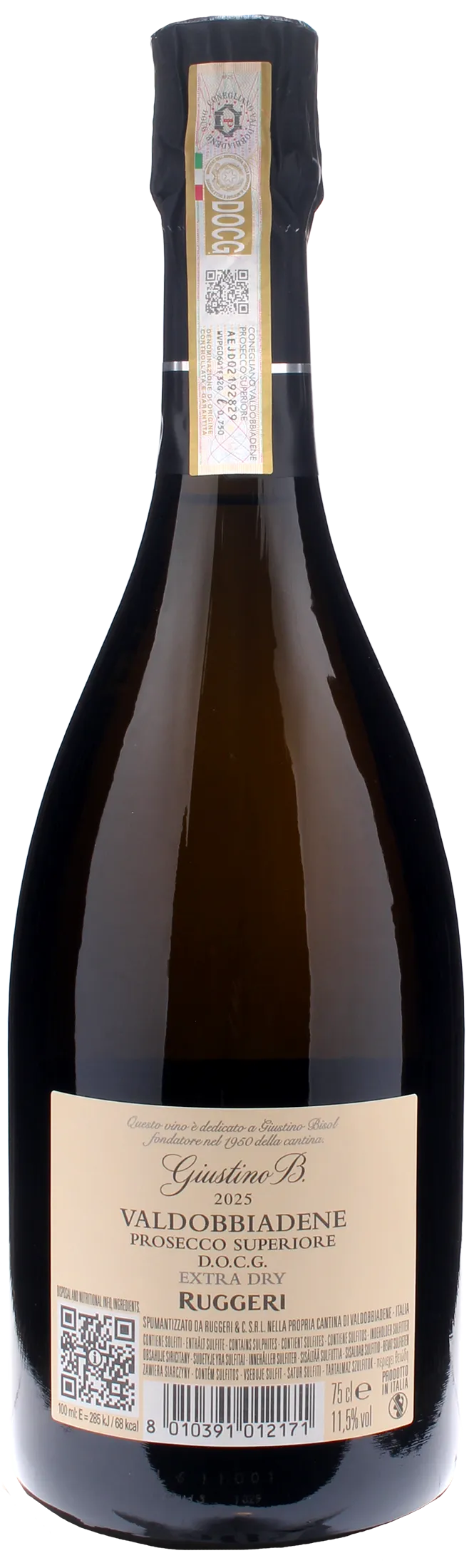 Ruggeri Valdobbiadene Prosecco Superiore Extra Dry Giustino B 2025