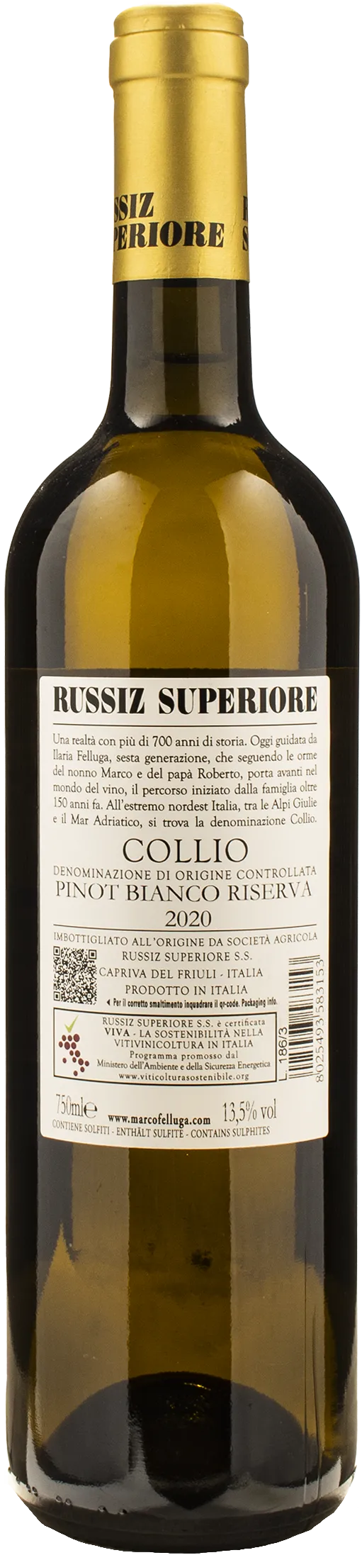 Russiz Superiore Collio Pinot Bianco Riserva 2020