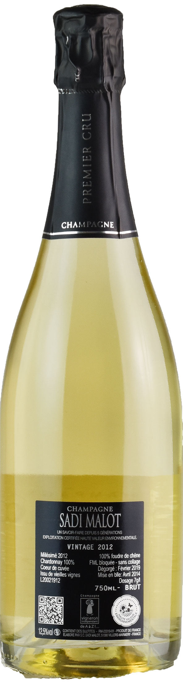 Sadi Malot Champagne Blanc de Blancs Premier Cru Millesimé Brut 2012