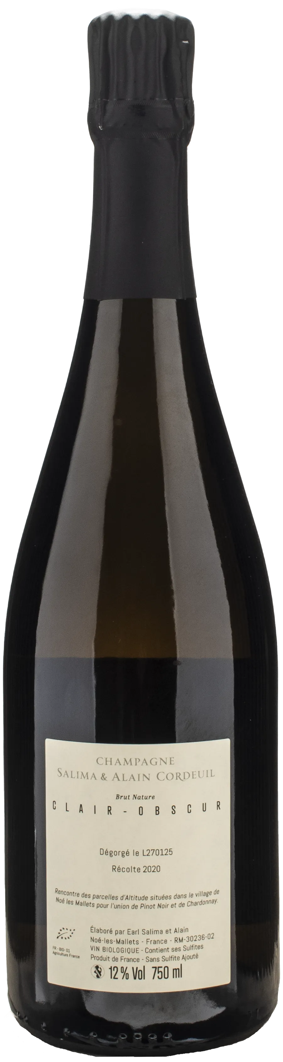 Salima & Alain Cordeuil Champagne Clair Obscur Brut Nature