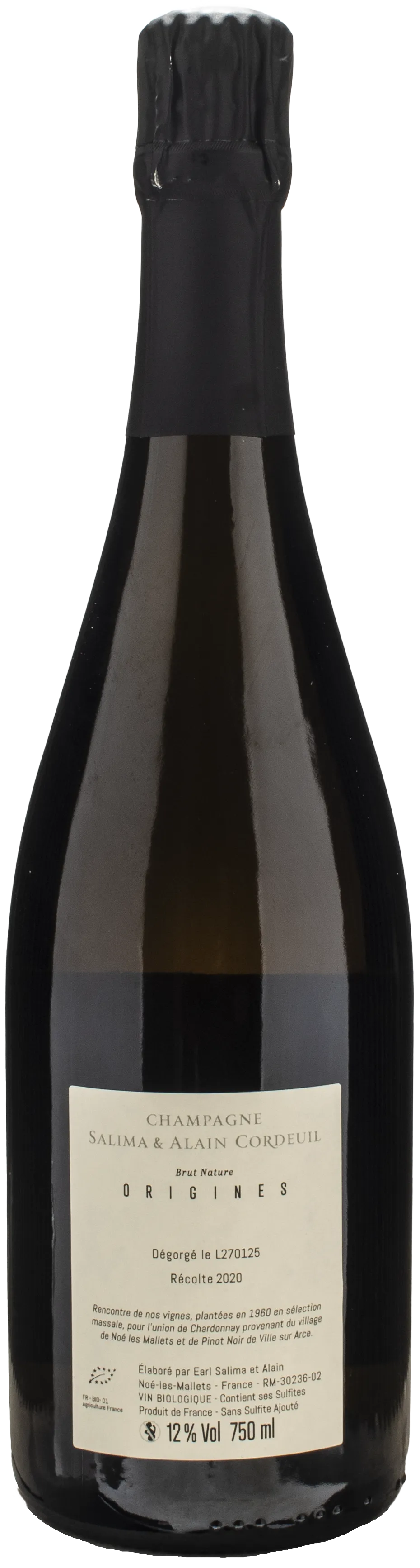 Salima & Alain Cordeuil Champagne Origines Brut Nature