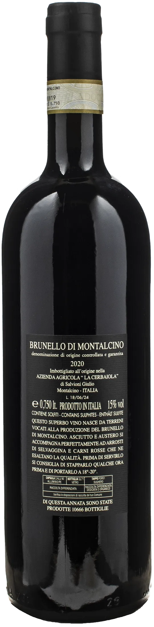 Salvioni La Cerbaiola Brunello di Montalcino 2020