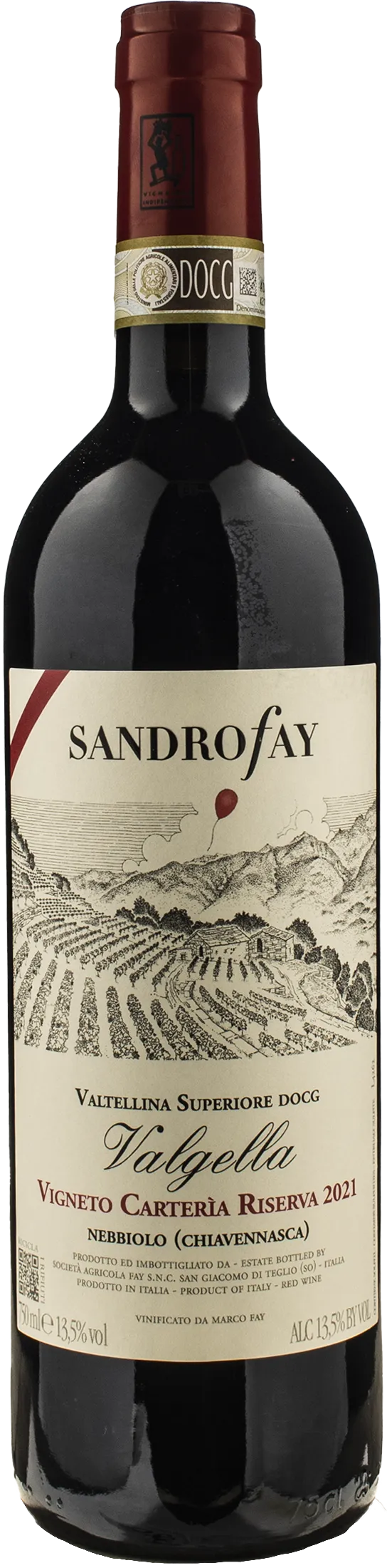 Sandro Fay Valtellina Superiore Valgella Carteria Nebbiolo  Riserva 2021