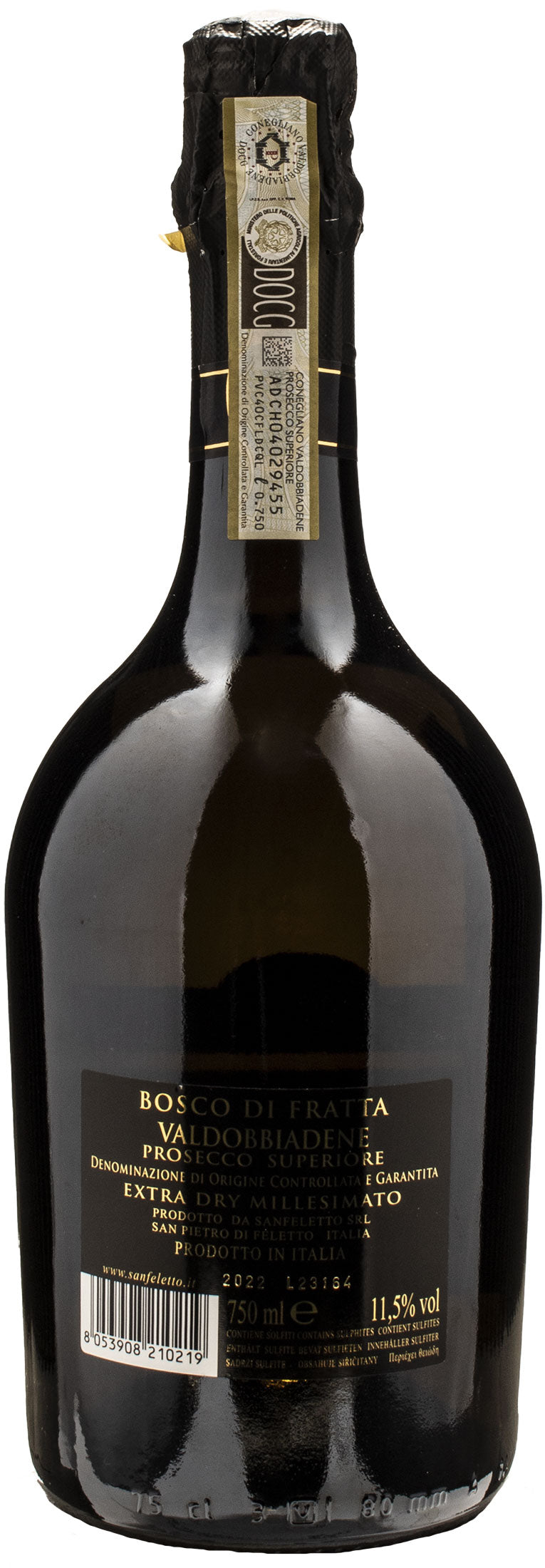 Sanfeletto Valdobbiadene Prosecco Superiore Bosco di Fratta Extra Dry Millesimato 2022