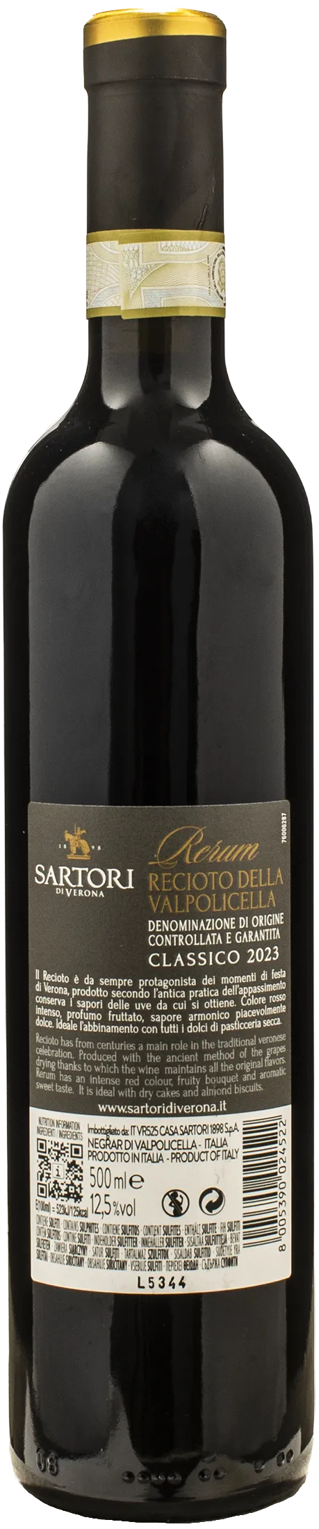 Sartori Recioto della Valpolicella Classico Rerum 0.5L 2023