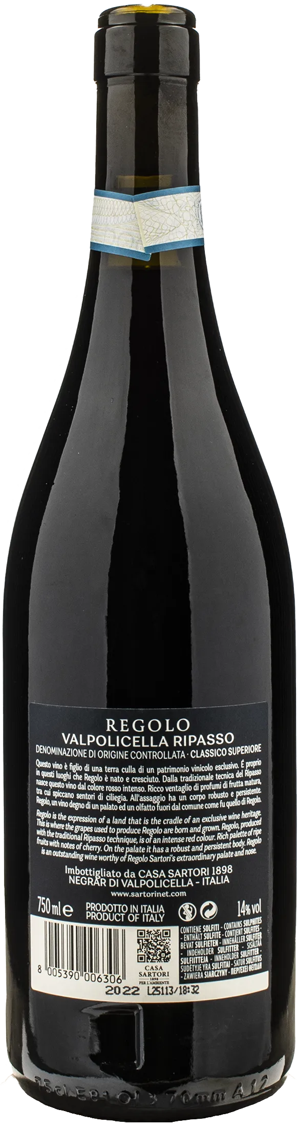 Sartori Valpolicella Ripasso Superiore Classico Regolo 2022