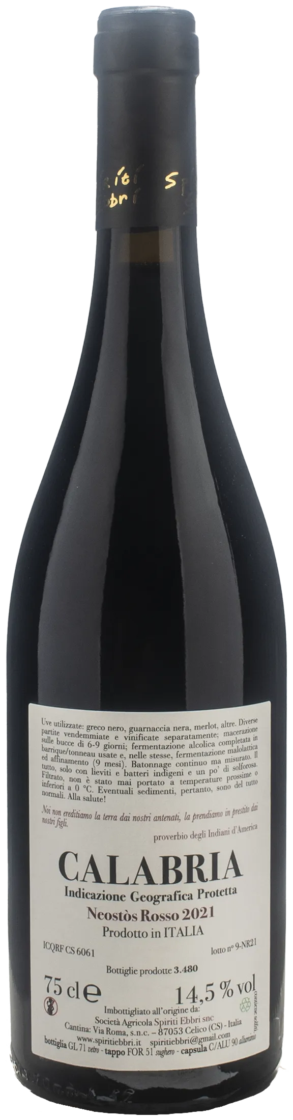 Spiriti Ebbri Calabria Neostos Rosso 2021