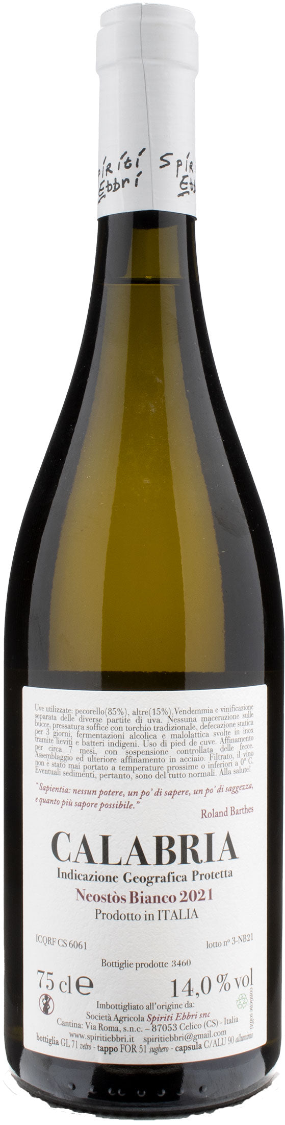 Spiriti Ebbri Neostos Bianco 2021