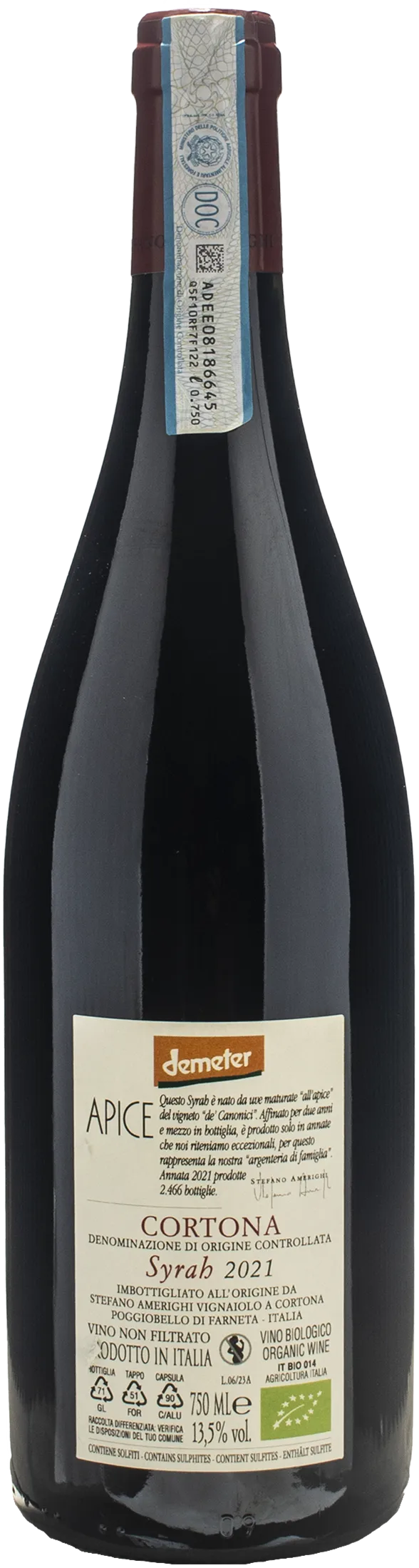 Stefano Amerighi Cortona Apice Syrah 2021