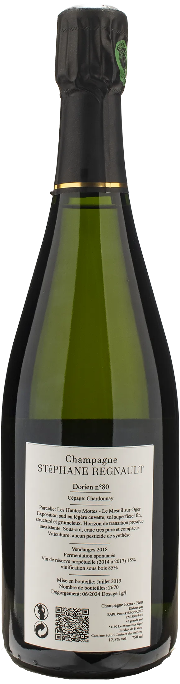 Stephane Regnault Champagne Grand Cru Le Mesnil Sur Oger Dorien N°80 Extra Brut
