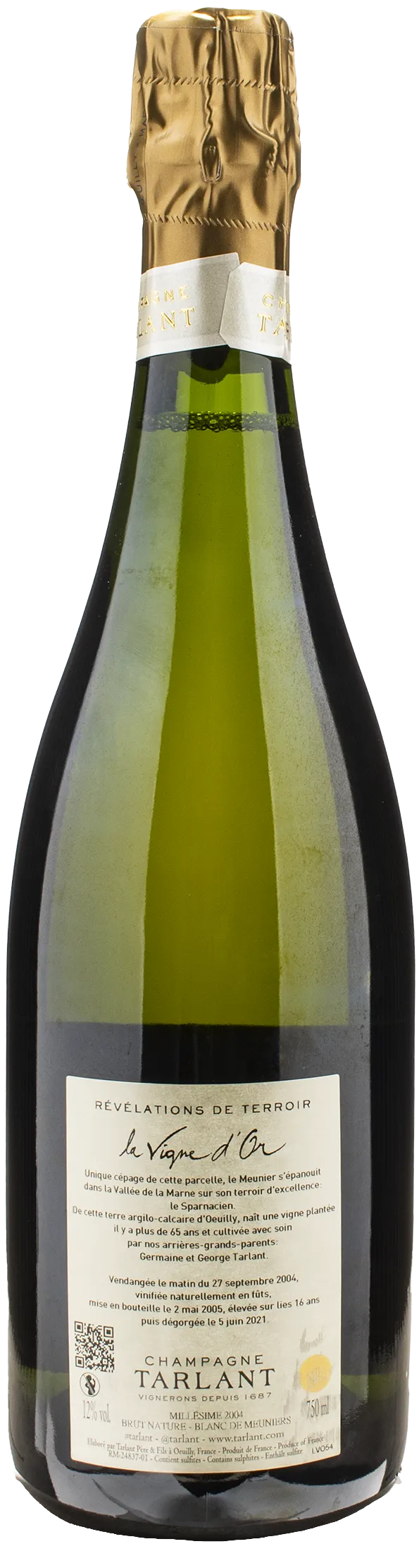 Tarlant Champagne La Vigne d'Or Brut Nature 2004