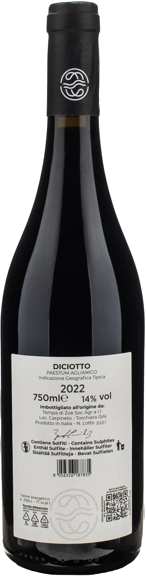 Tempa di Zoe Aglianico Paestum Diciotto 2022