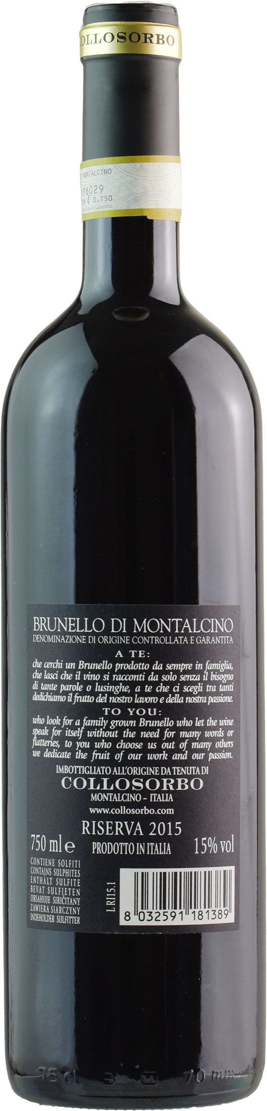 Tenuta di Collosorbo Brunello di Montalcino Riserva 2015