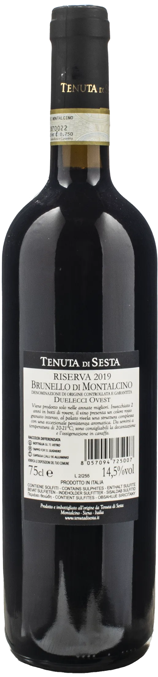 Tenuta di Sesta Brunello di Montalcino Duelecci Ovest Riserva 2019