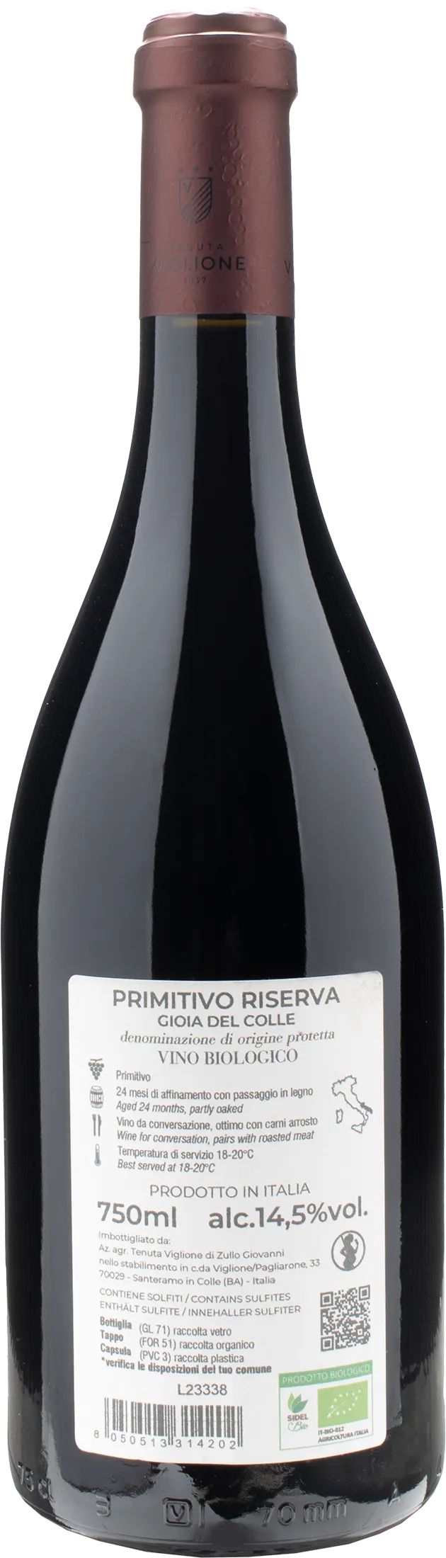 Tenuta Viglione Primitivo Gioia del Colle Marpione Riserva 2020