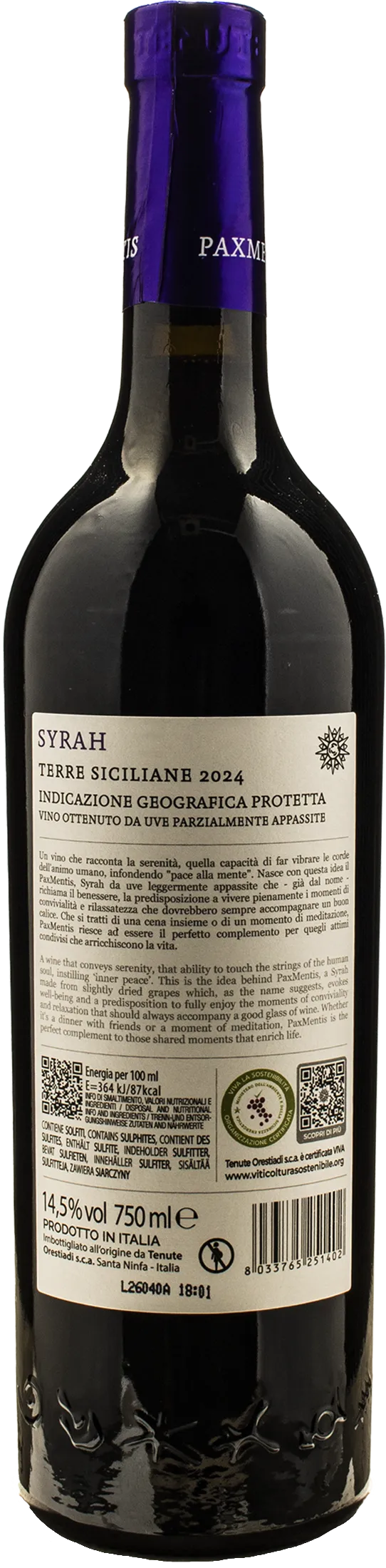 Tenute Orestiadi Paxmentis Leggermente Appassito Syrah 2024