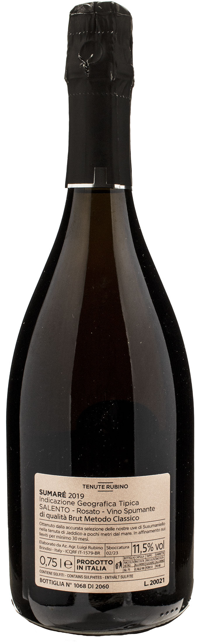 Tenute Rubino Susumaniello Metodo Classico 30 Mesi Sumarè Rosé Brut 2019