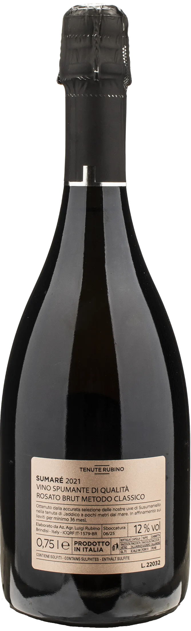 Tenute Rubino Susumaniello Metodo Classico Sumare Rosato Brut 2021
