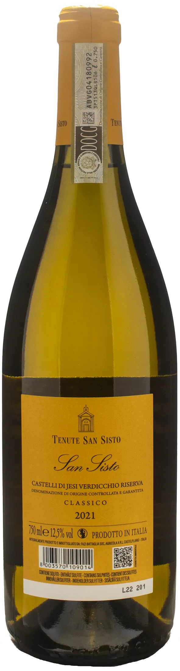 Tenute San Sisto Verdicchio Dei Castelli Di Jesi Classico San Sisto Riserva 2021