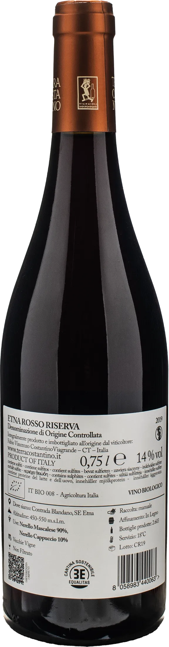 Terra Costantino Etna Rosso Contrada Blandano Riserva 2019