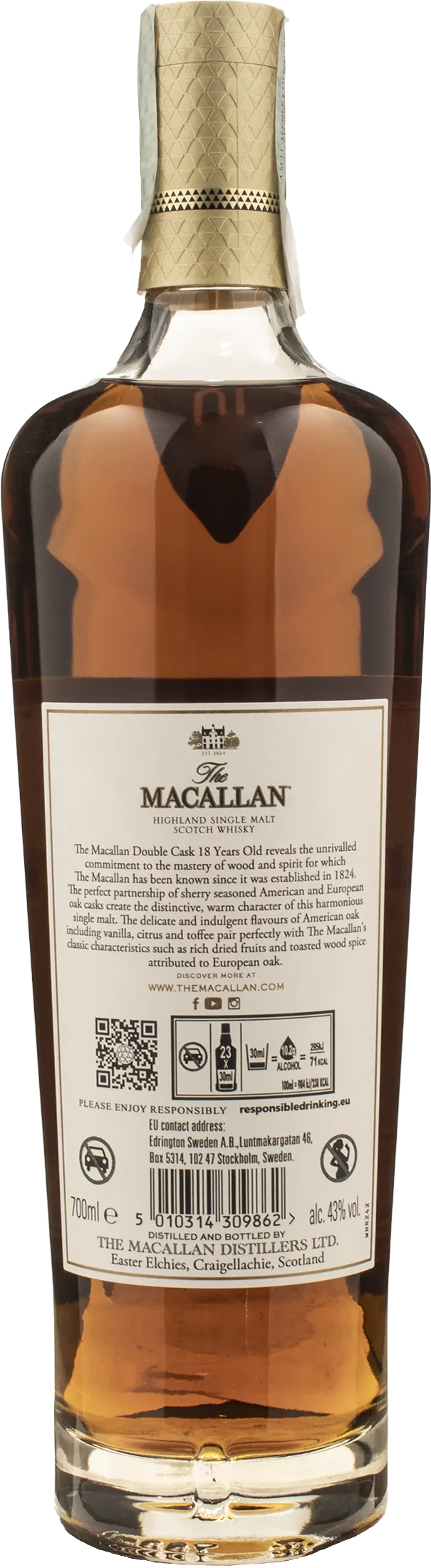 The Macallan Highland Single Malt Scotch Whisky 18 Y.O. Double Cask 0.7L
