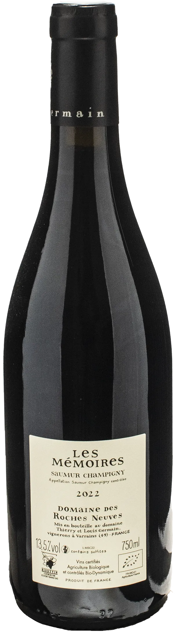 Thierry Germain Saumur Champigny Les Memoires 2022