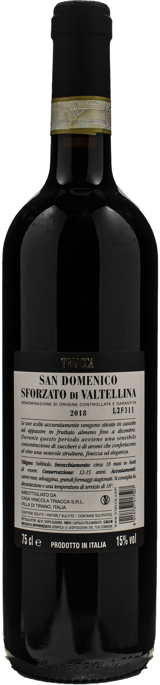 Triacca Sforzato di Valtellina San Domenico 2018