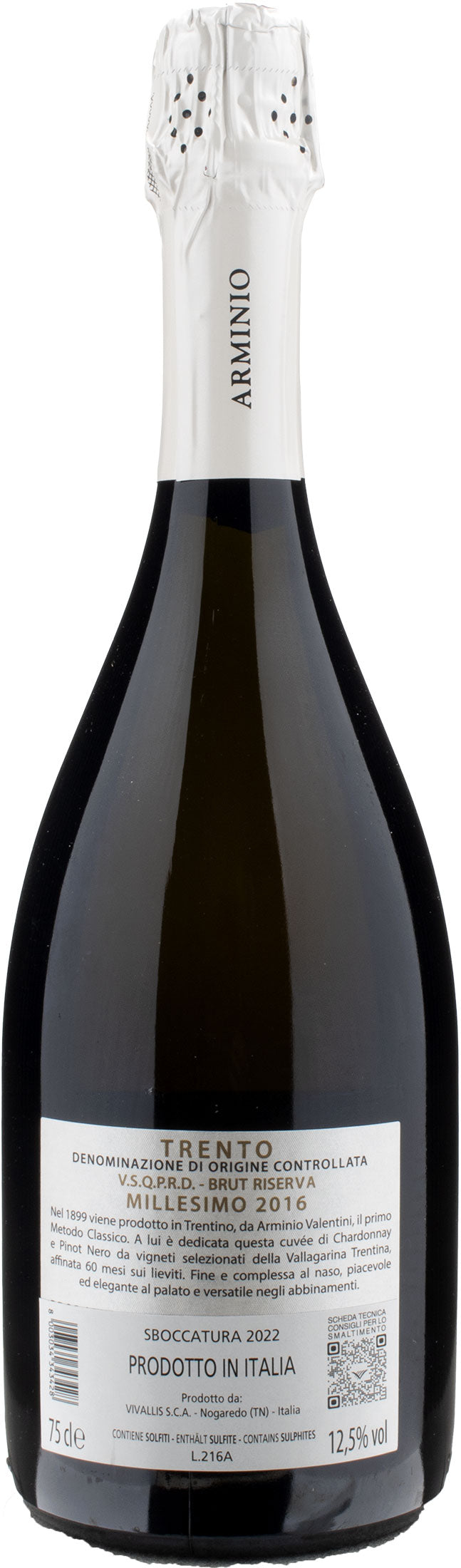 Valentini di Weinfeld Trento Arminio Brut Riserva 2016